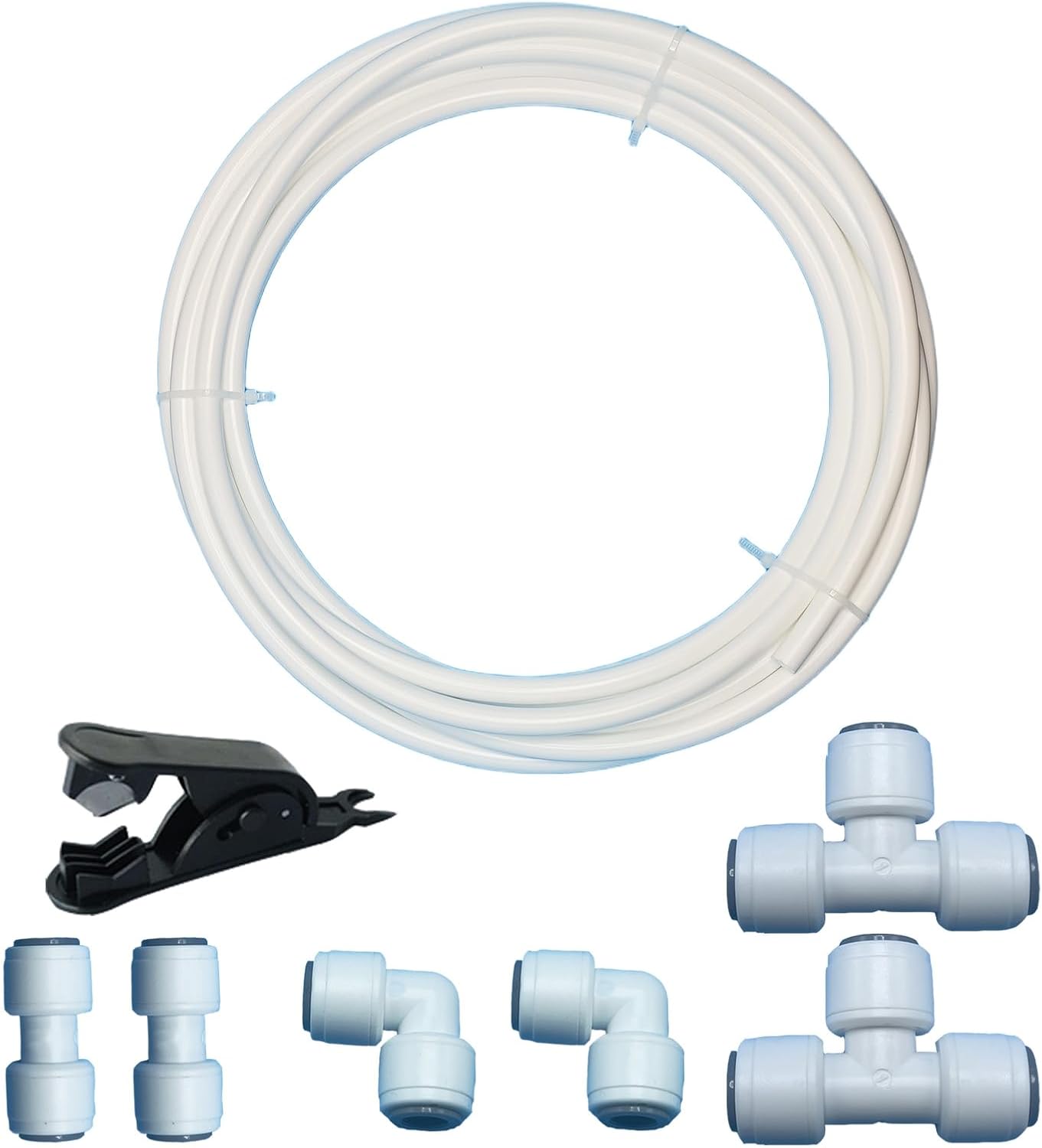 Kit 8 Pzas 5/16pulg con cortador tubo polietileno 20pies para ósmosis