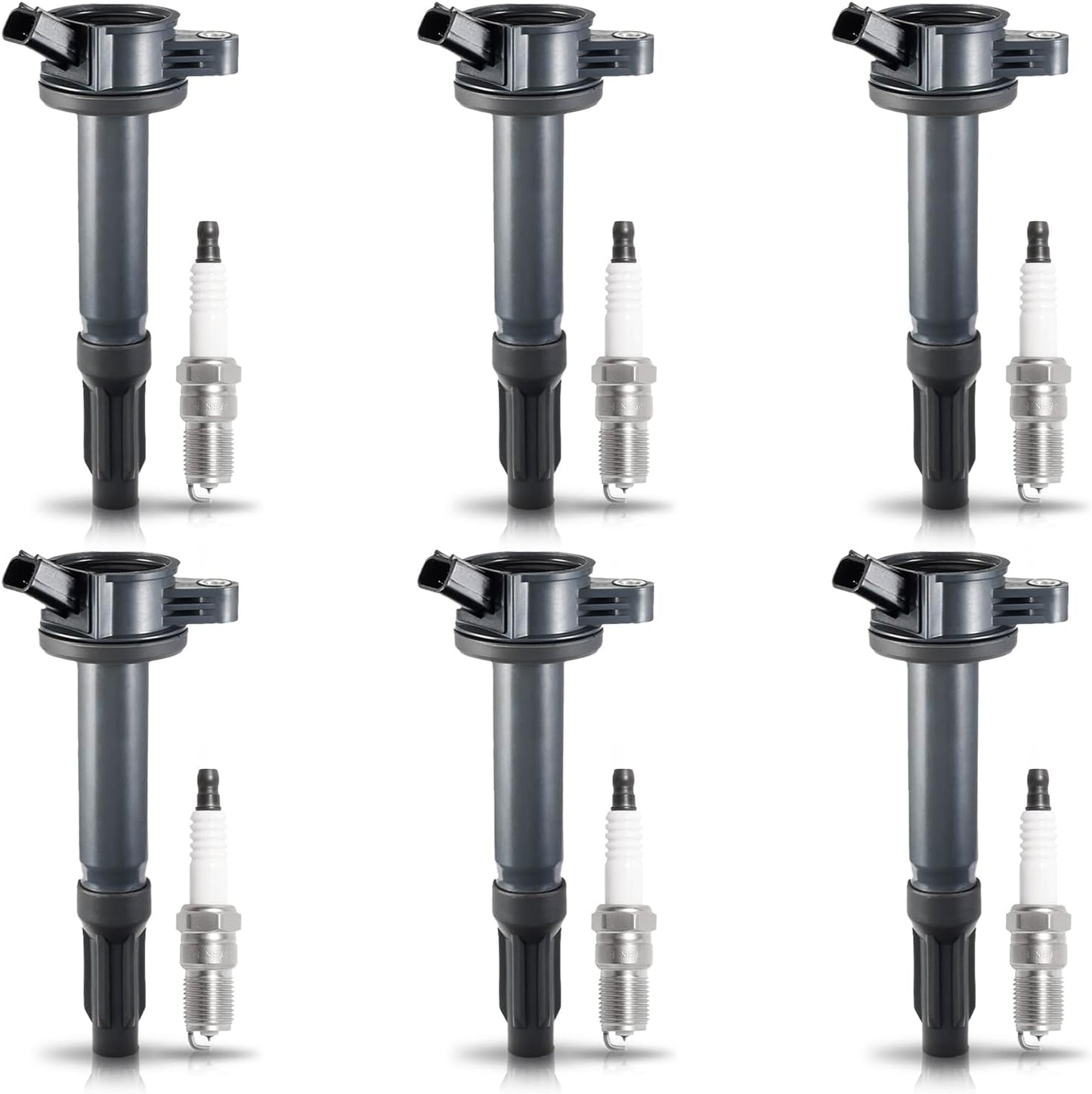 Set 6 Bujías Platino y 6 Bobinas Encendido Comp Ford Fusion