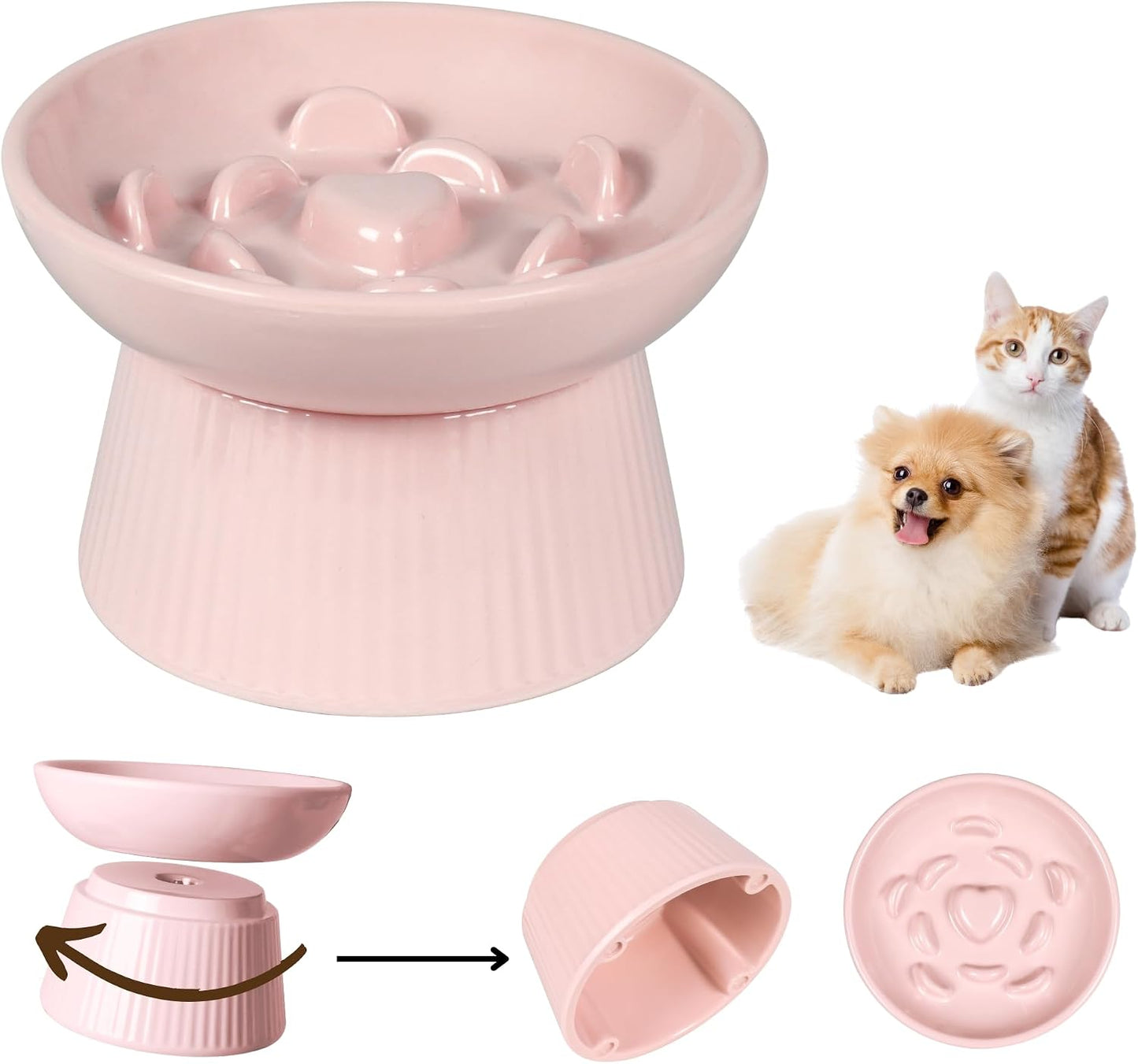 Cuenco elevado antideslizante para gatos y perros 6.2pulg