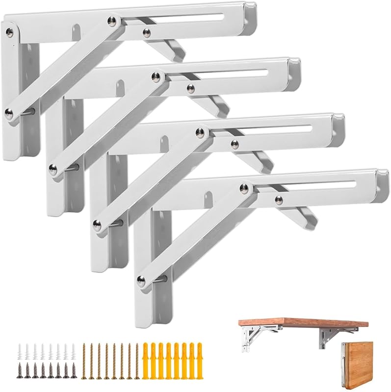 4 Soportes Plegables Acero Inox 14" 220lb para Mesa