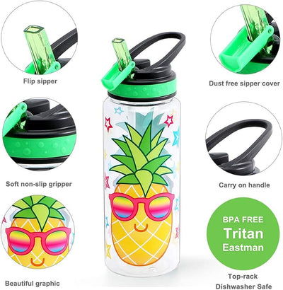 Botella agua para niñas con pajita 680ml sin BPA plástico Tritan