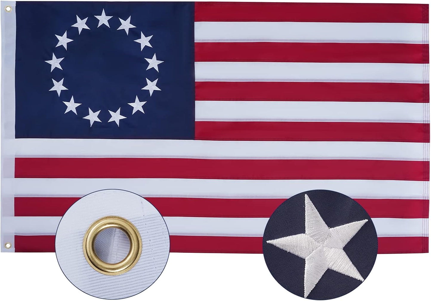 Bandera Betsy Ross 3x5ft 13 estrellas ojales latón