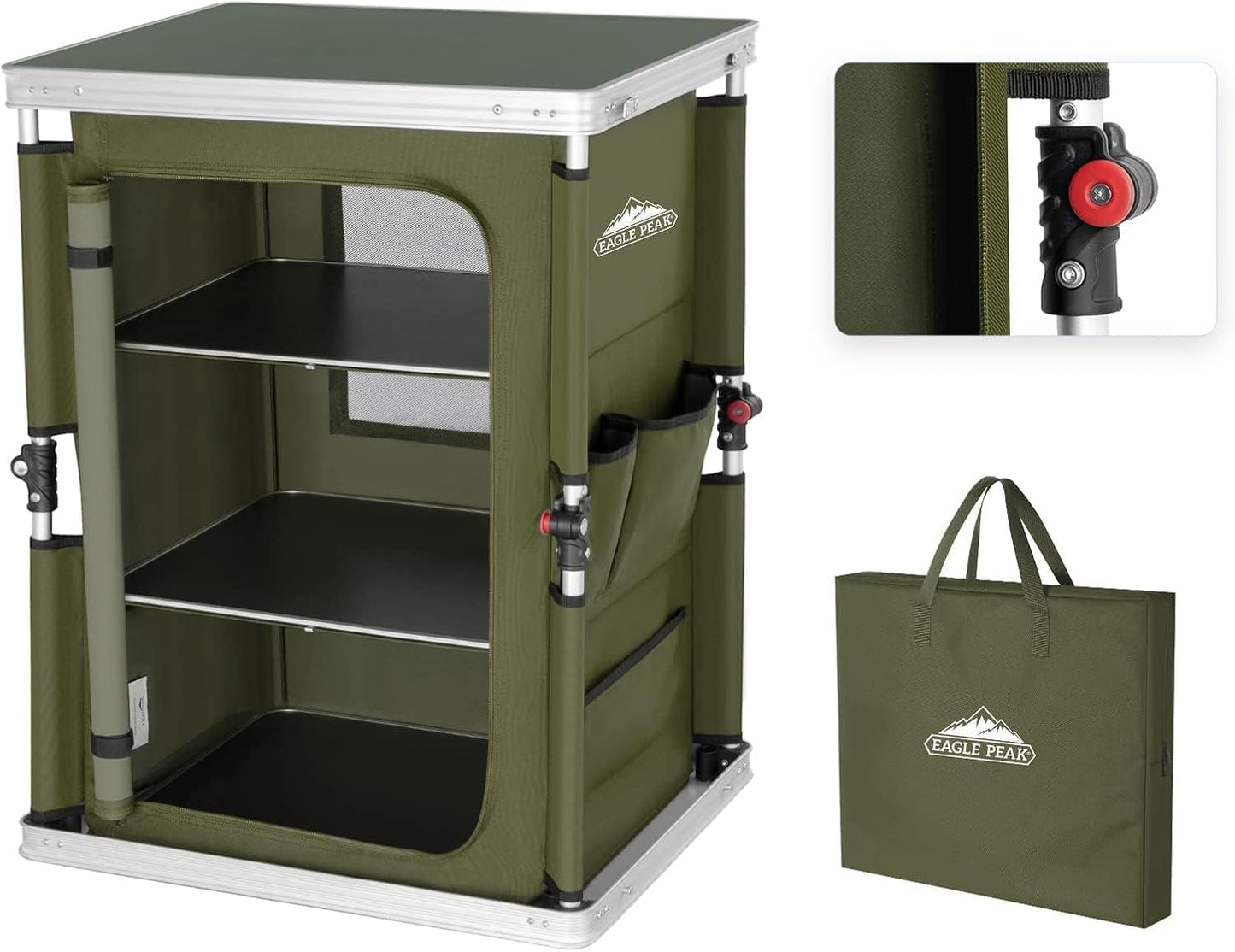 Mesa camping plegable con organiz. 3 niveles aluminio