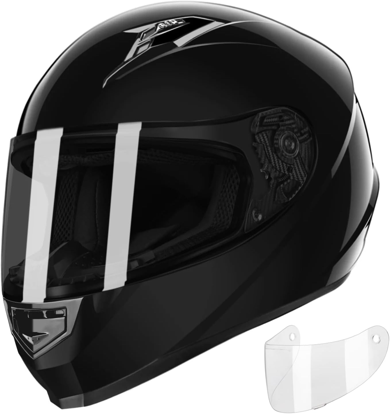 Casco motocicleta DOT negro grande cara completa visera