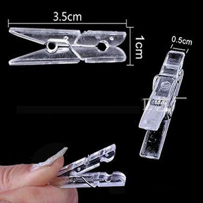 100 Mini Clips Plástico Transparente para Ropa y Luces de Hadas