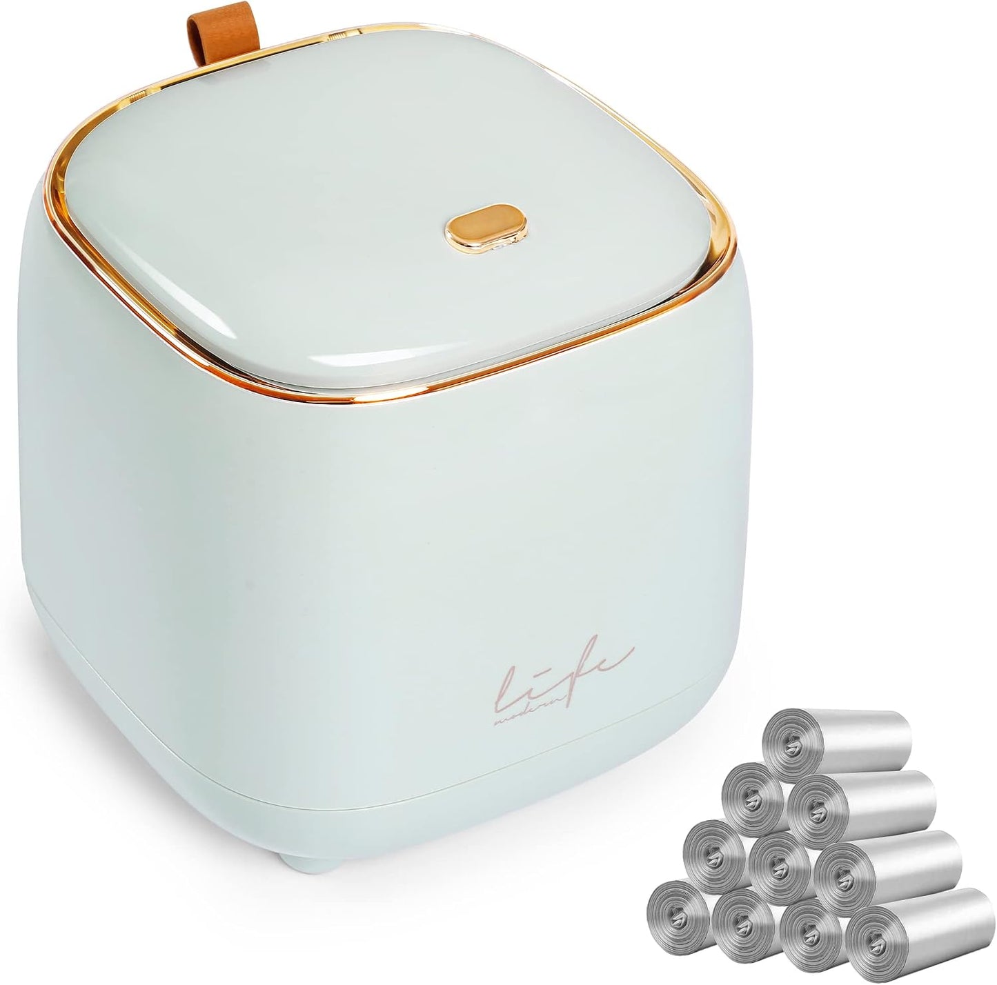 Cubo basura escritorio con 10 bolsas tapa presión