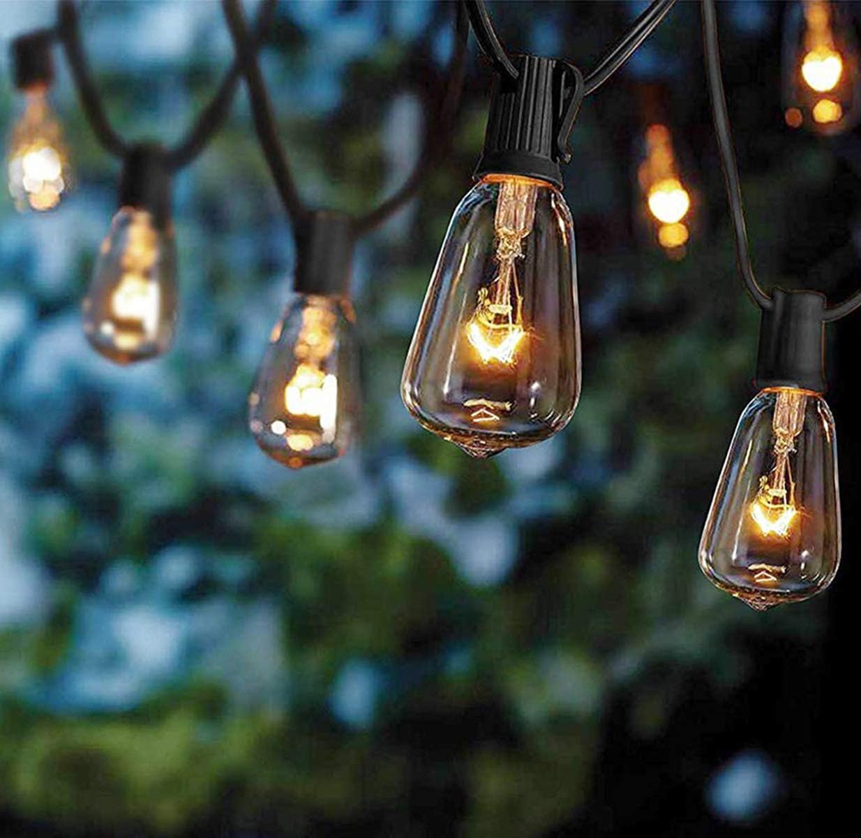 Tira luces Edison patio 10ft jardín terraza color negro