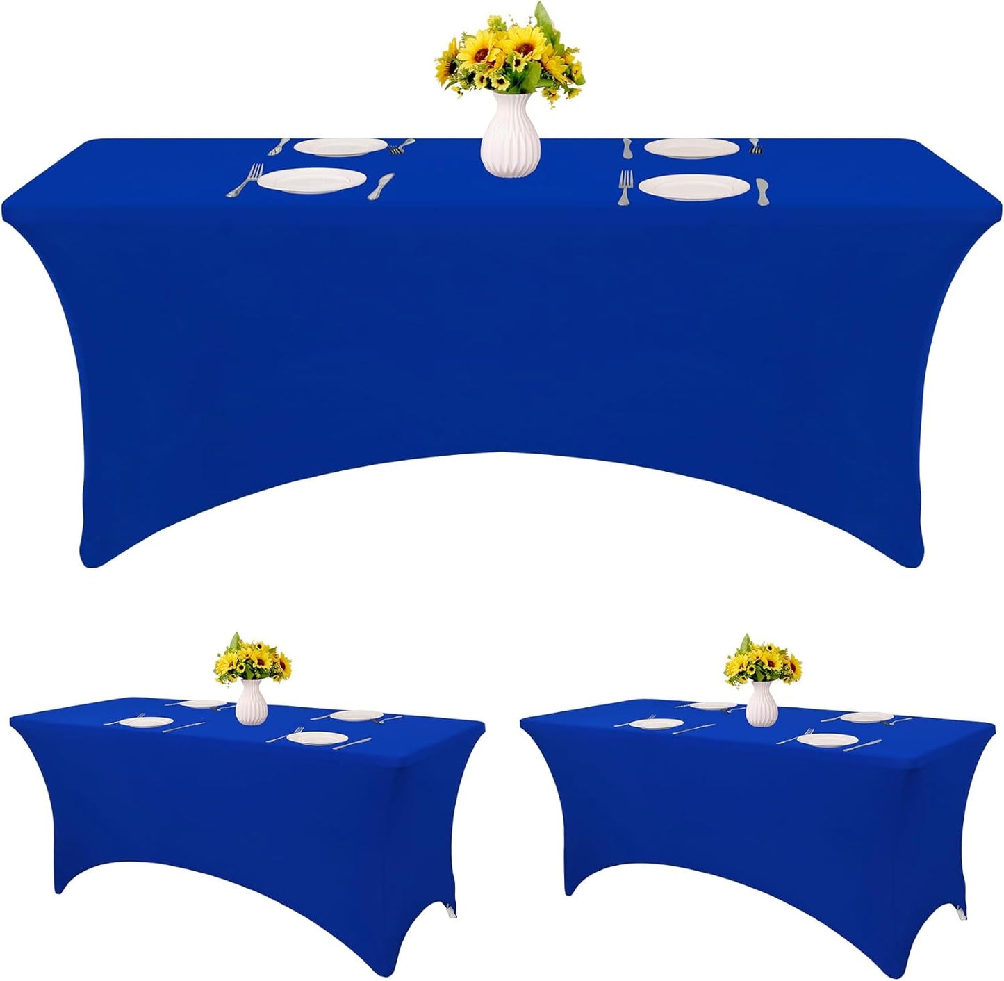 3 Manteles Mesa 8ft Azul Real Plegable con Funda Elástica