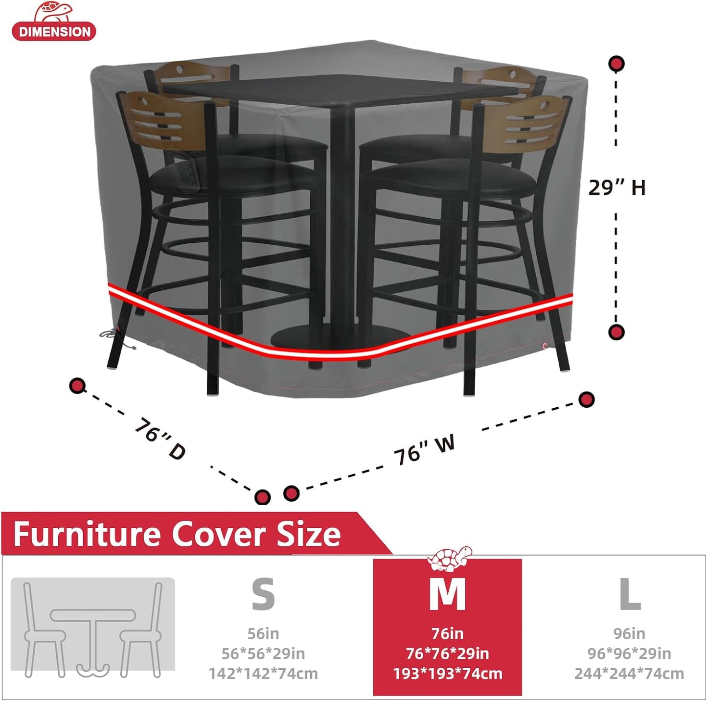 Funda cuadrada para muebles patio duradera impermeable negro