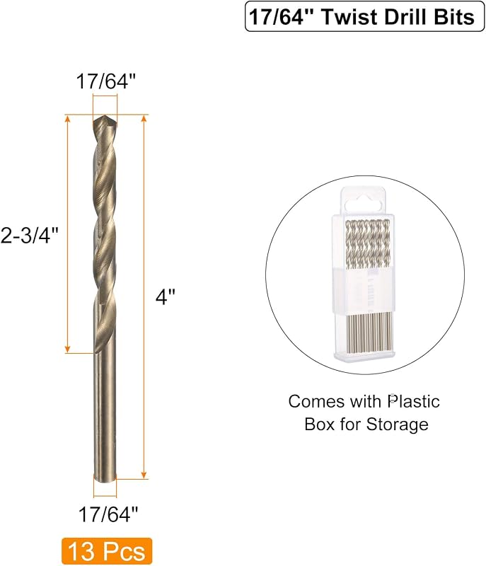 Brocas helicoidales M35 17/64pulg 13pzas acero inox