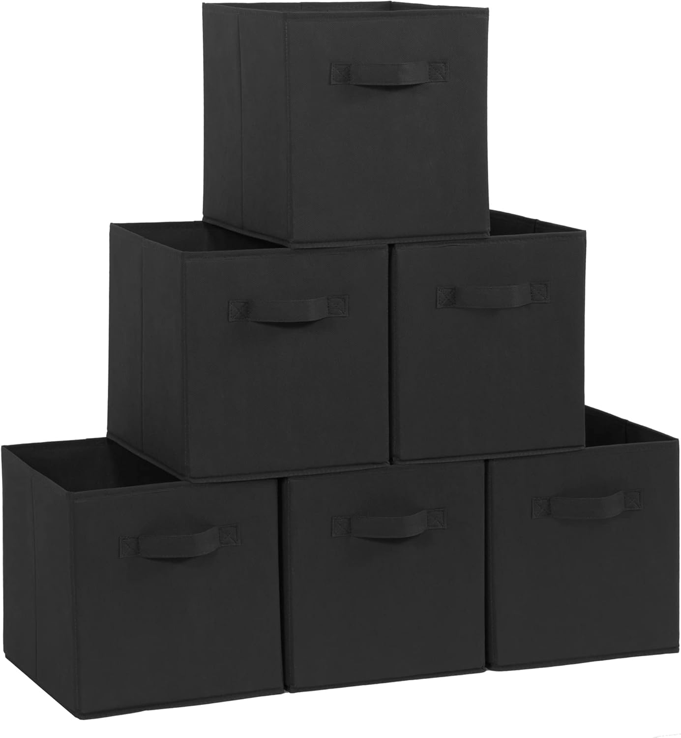 6 Pzas Cubos Almacenamiento 11" Tela Plegables Negro