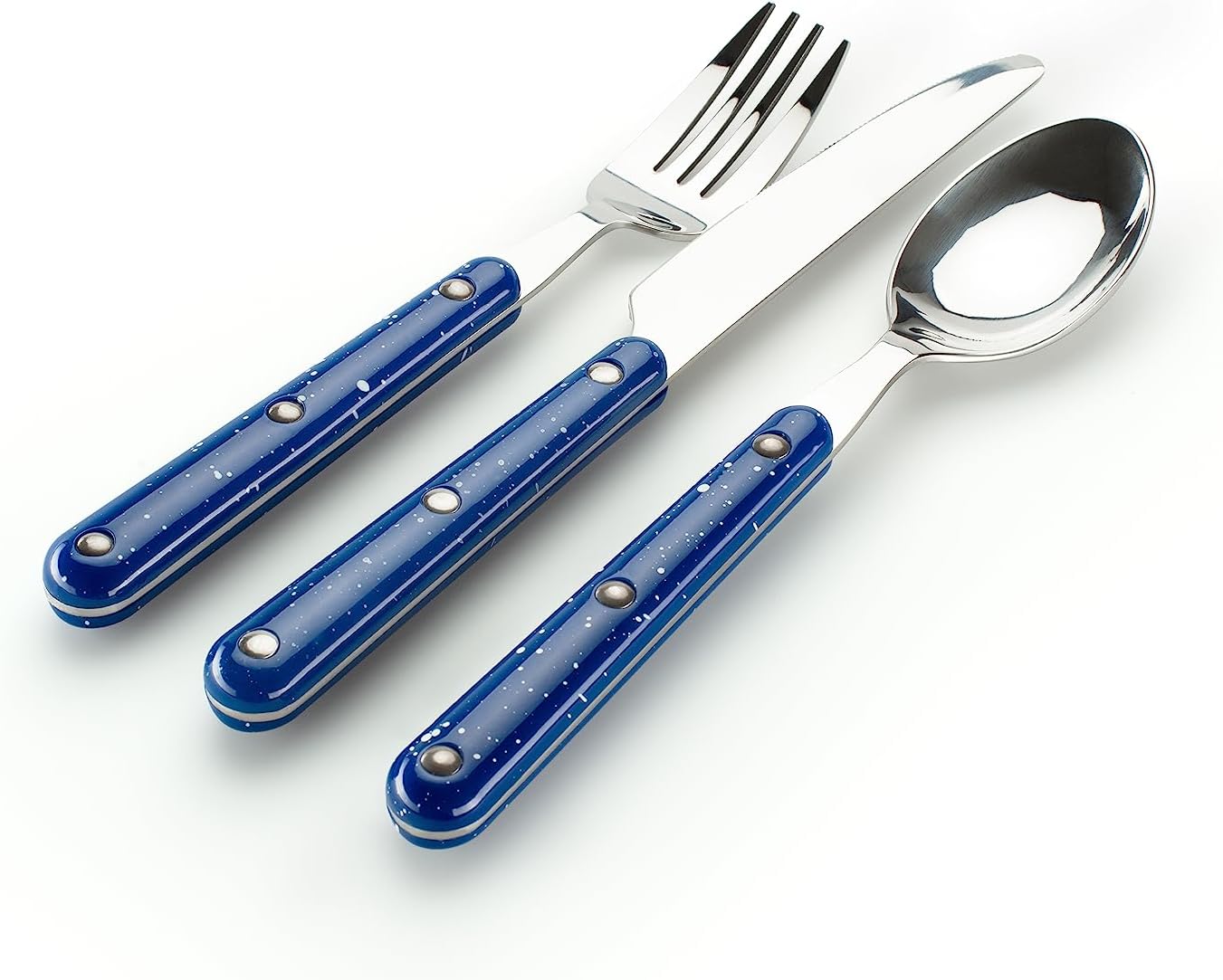 Set 12 cubiertos camping color azul