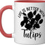 Taza cerámica tulipán para amantes de los tulipanes rojo/blanco