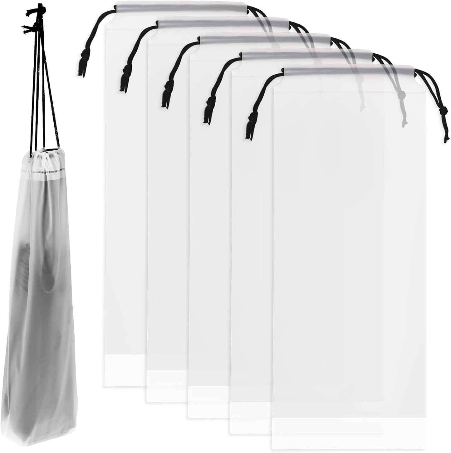 6 bolsas paraguas transparentes reutilizables 12.6x5pulg