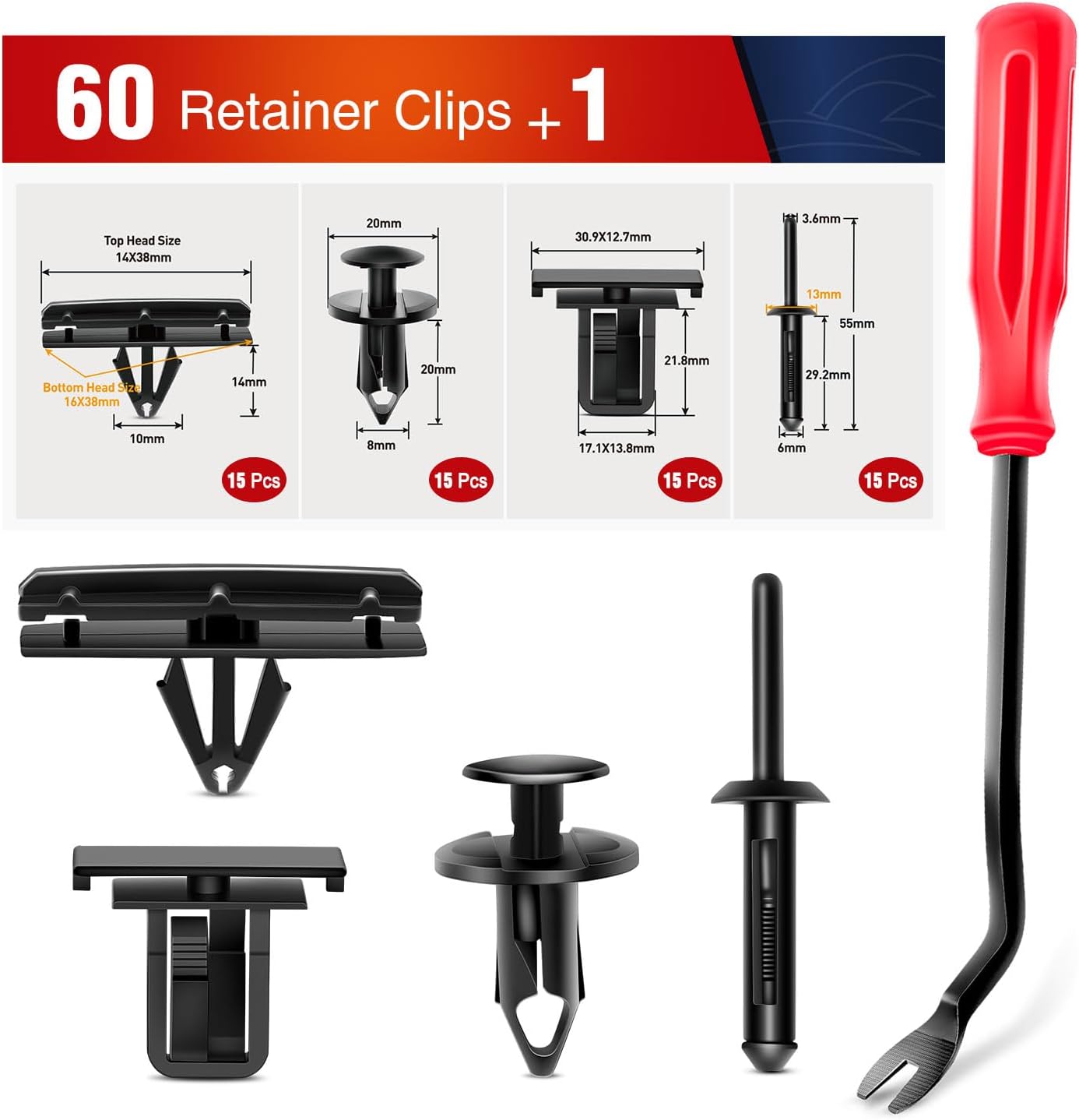60 Pzas Clips Moldura Jeep Chrysler Ford GMC Removedor 68039280-AA