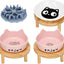 3 Cuencos Elevados para Gatos Cerámica Soporte Bambú Rosa