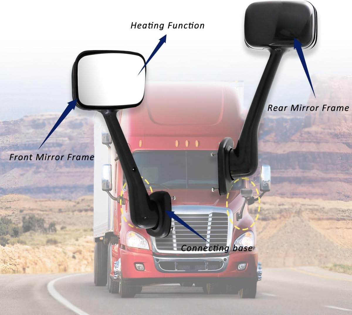 Conjunto espejos capó Freightliner Cascadia 08-17 negro izq