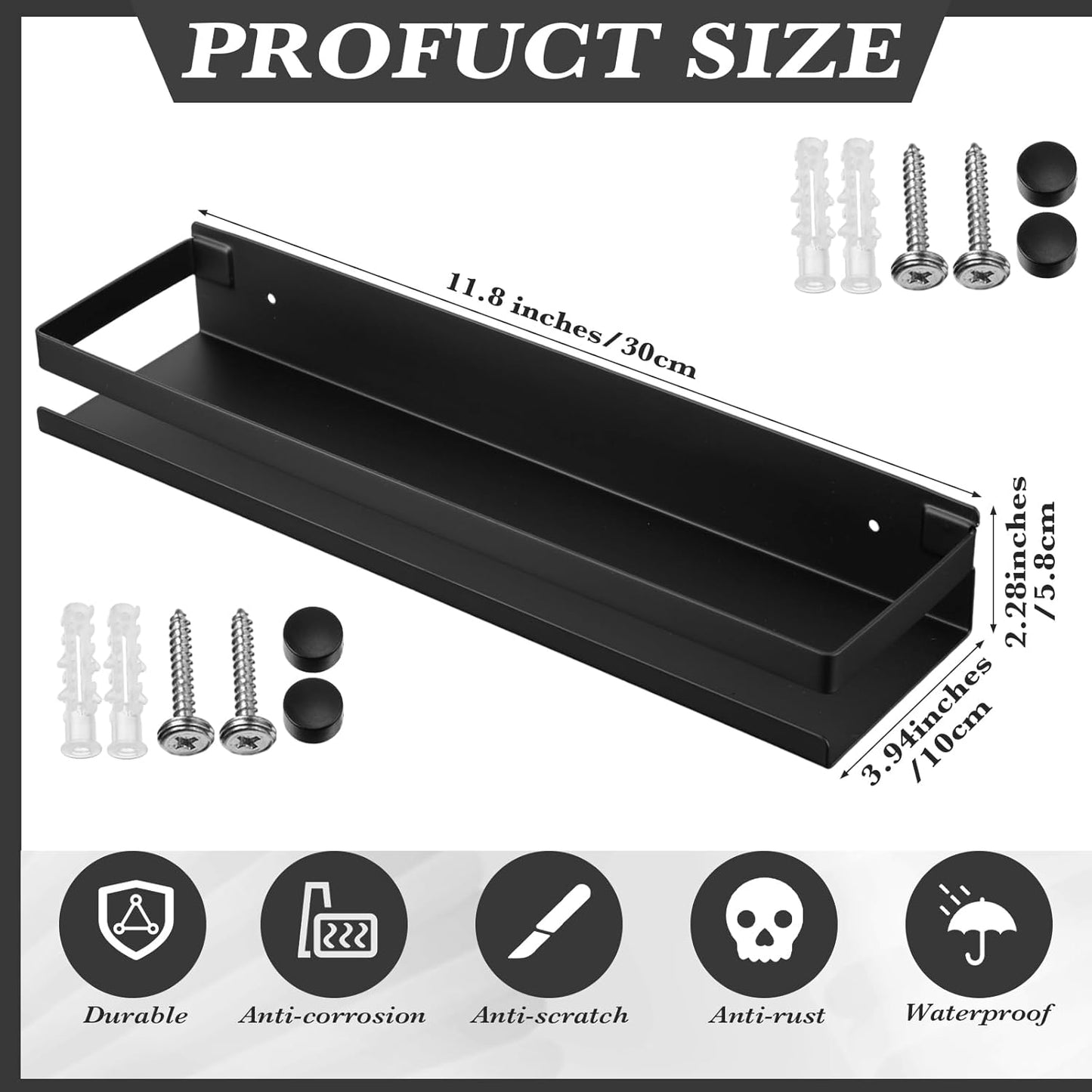 2 Pzas Estantes Acero Inox Baño Ducha Negro
