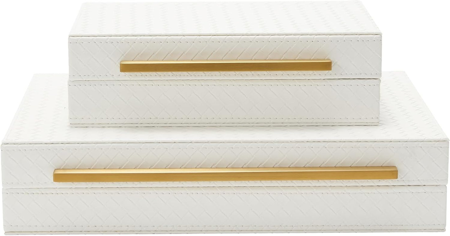 Set 2 Cajas Decorativas Organiz. Joyas y Accesorios Blanco