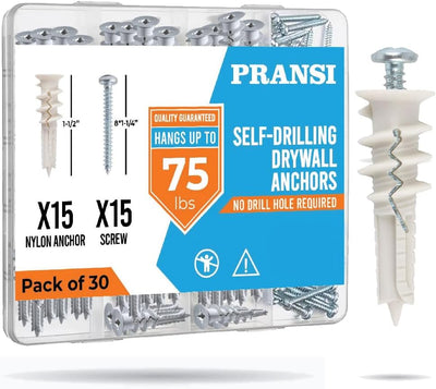 Kit anclajes para yeso 30 pzas #8 x 1-1/4"