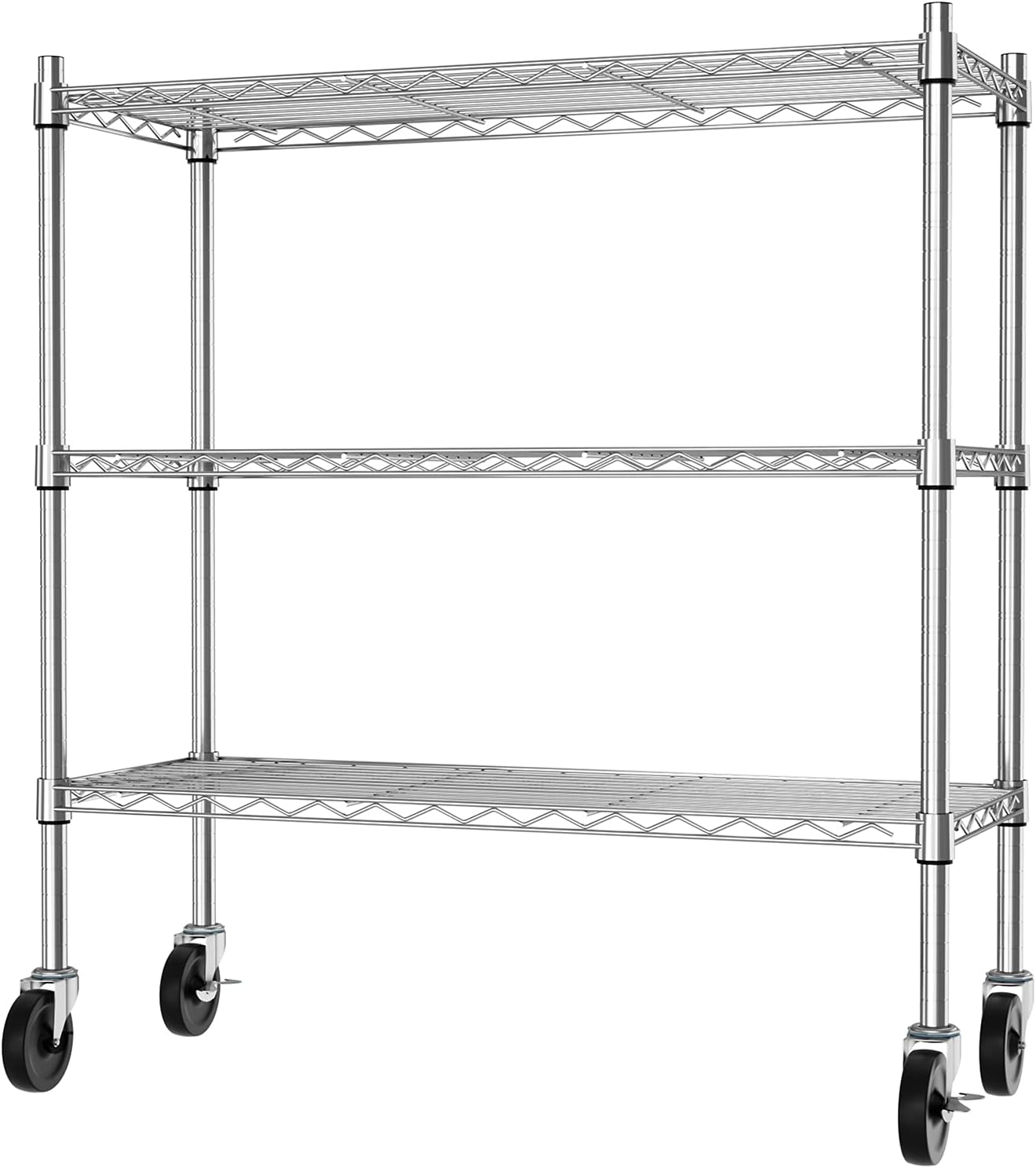 Estantería con ruedas 3 estantes ajustables metal cromado