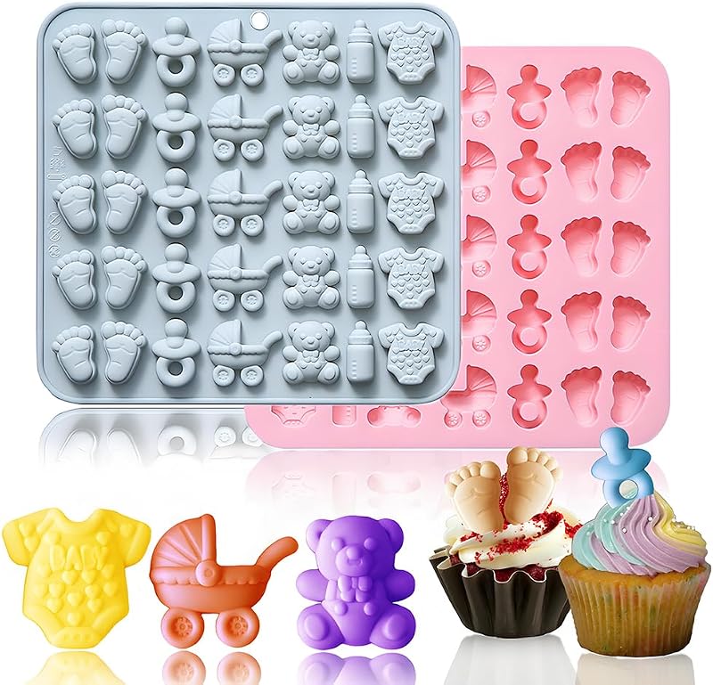2 Moldes Silicona Baby Shower 35 Cavidades Oso Tamaño Bocado