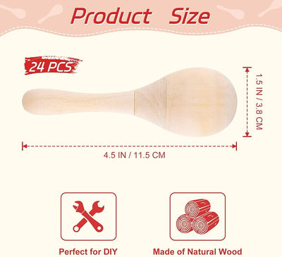 24 Pzas Maracas Madera DIY con Bolígrafos Fiesta Cinco de Mayo