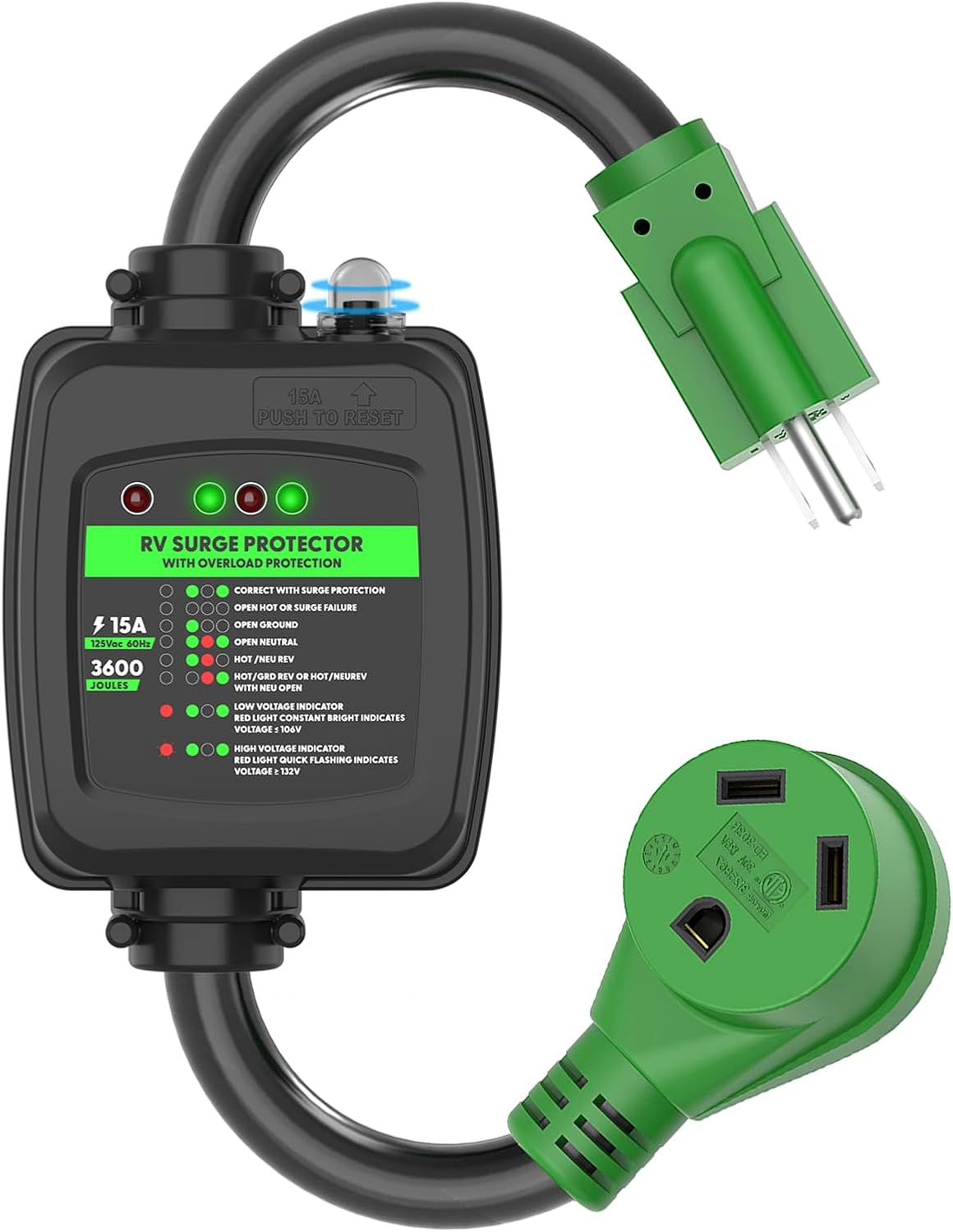 Cable protección sobretensión caravana 30A 110V NEMA 5-15P