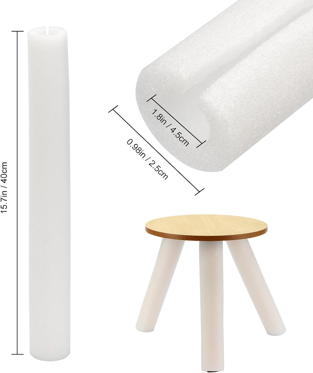 Tubo espuma precortado abrazadera aislamiento protección patas mesa