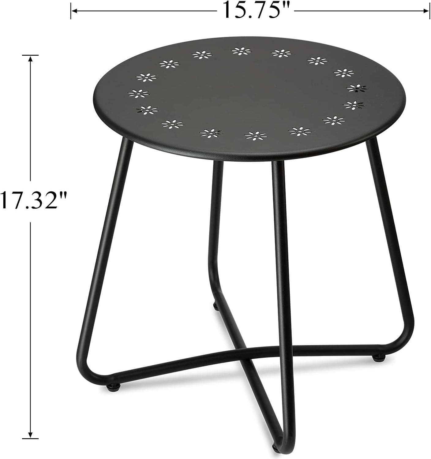 Mesa auxiliar redonda metal resistente exterior color negro
