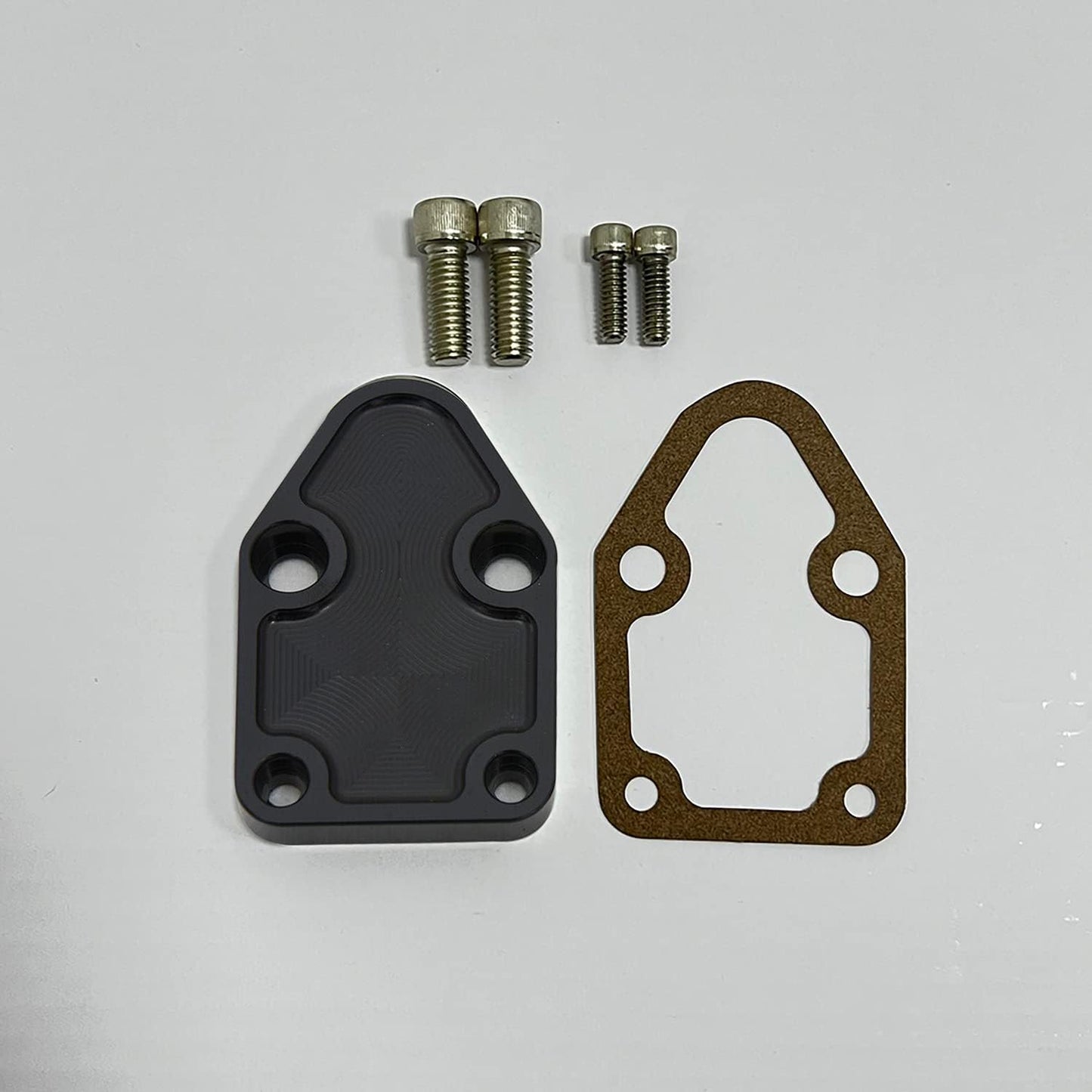 Kit placa bloqueo bomba combustible SBC Chevy negro anodizado