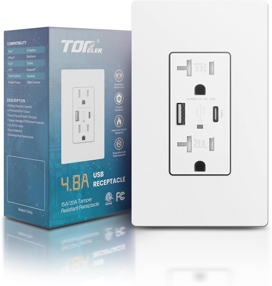 Toma corriente USB 4.8A USB C/A 20A resistente