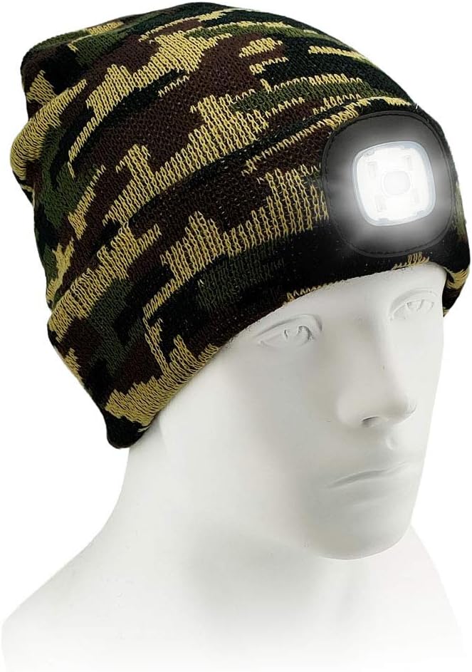 Gorro unisex con linterna USB recargable para hombres
