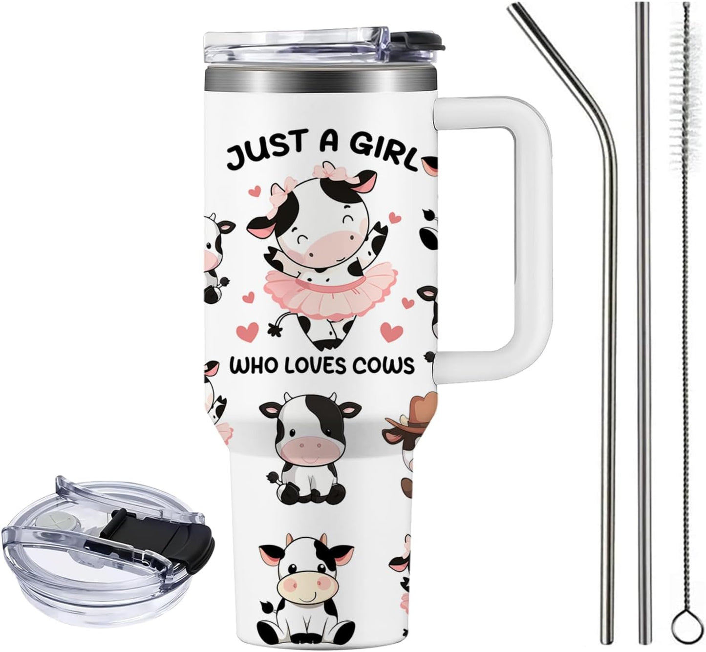 Vaso vaca 40oz con tapa y pajita regalo cumpleaños