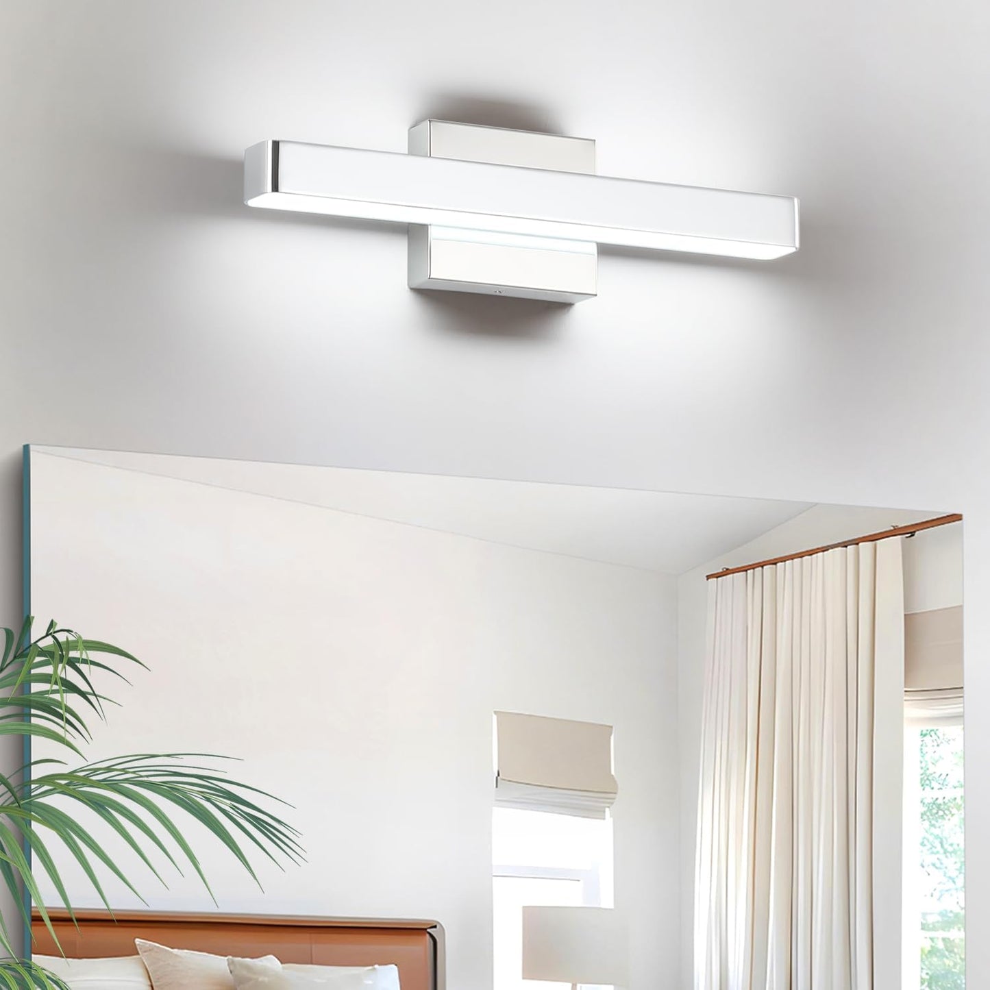 Barra luz LED baño 16pulg blanco frío 6000K cromo