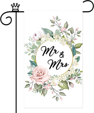 Bandera jardín mr&mrs 12x20pulg doble cara poliéster