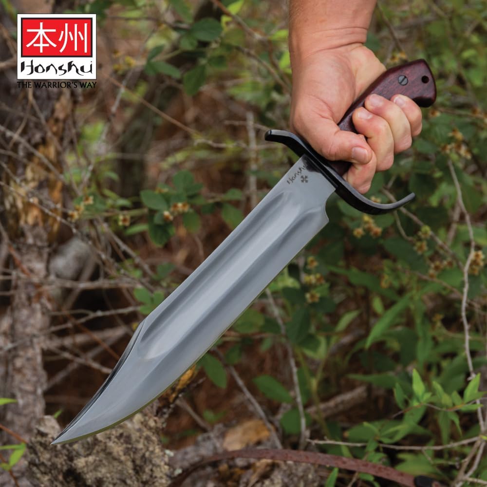 Cuchillo Bowie acero carbono 1075 mango madera 17 3/4pulg