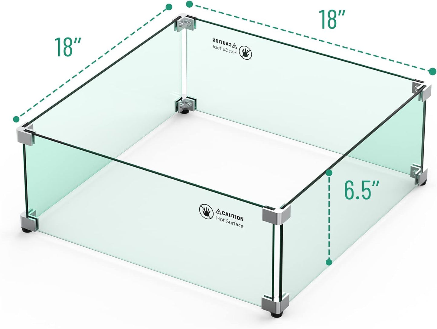 Protector viento vidrio hoguera 18x18x6pulg resistente fuego