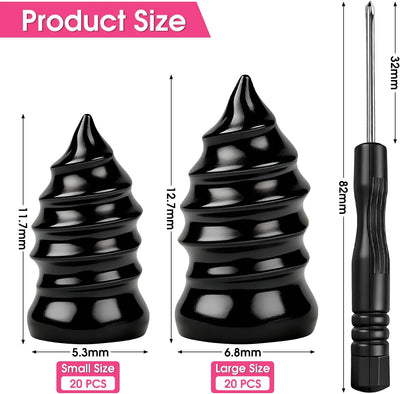 Kit 40 uñas goma neumáticos clavos atornillados destornillador