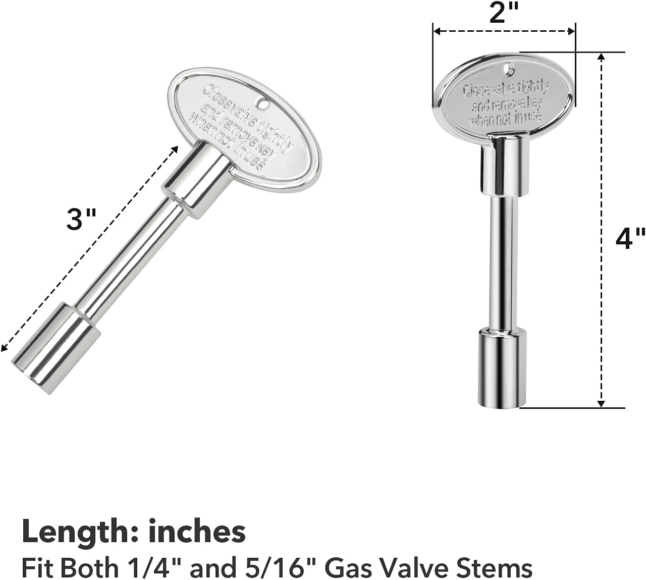 Llave universal válvula gas 1/4 y 5/16 pulg cromo 3pulg