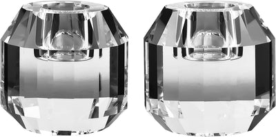 Set 2 portavelas cristal cónicos para mesa boda regalo