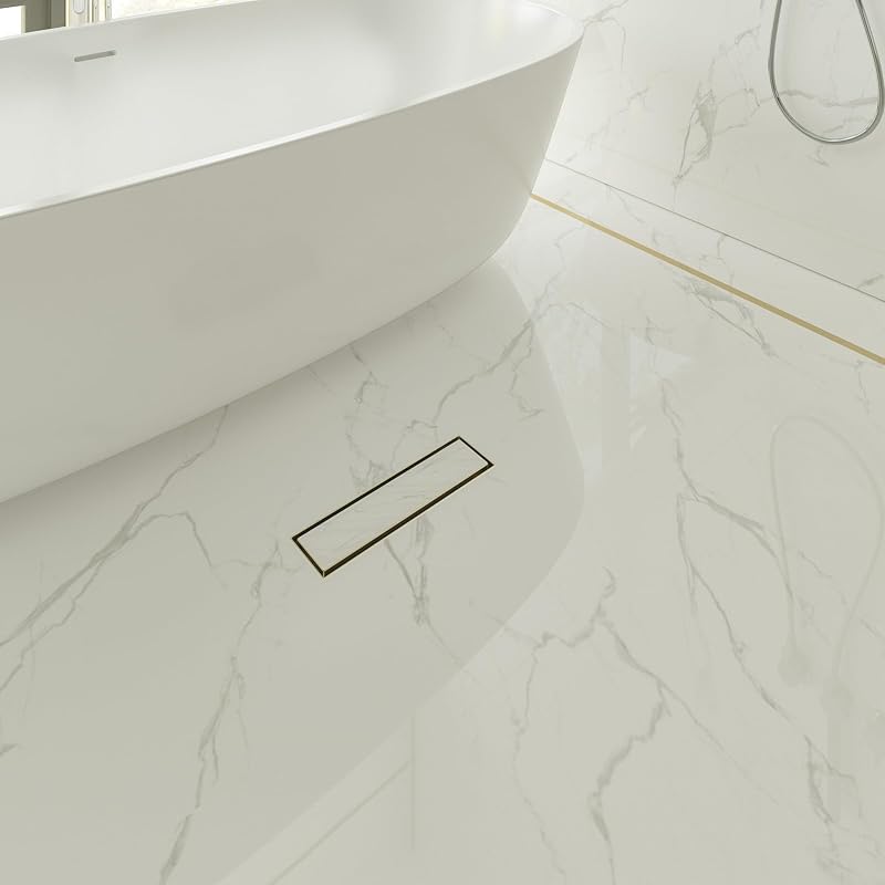 Drenaje ducha lineal acero inox cepillado dorado 12"