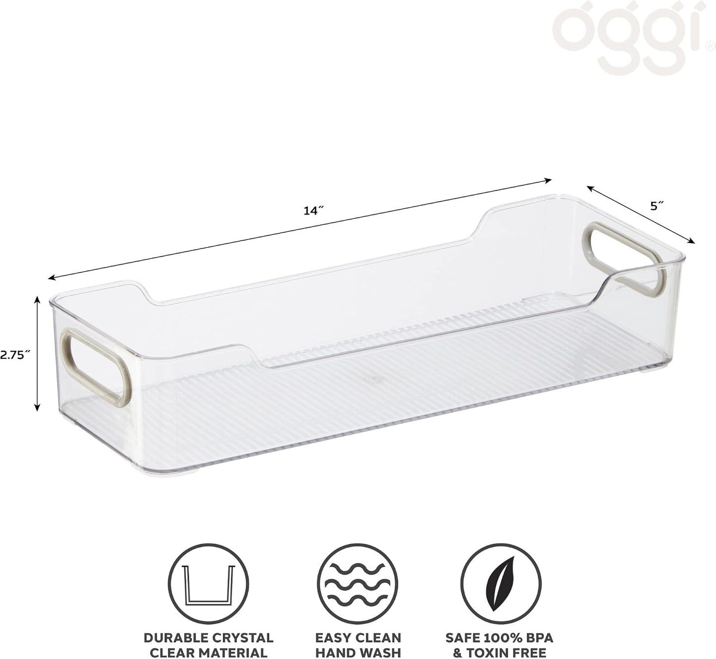 Contenedor almacenamiento 14x5" set 6 transparente cocina