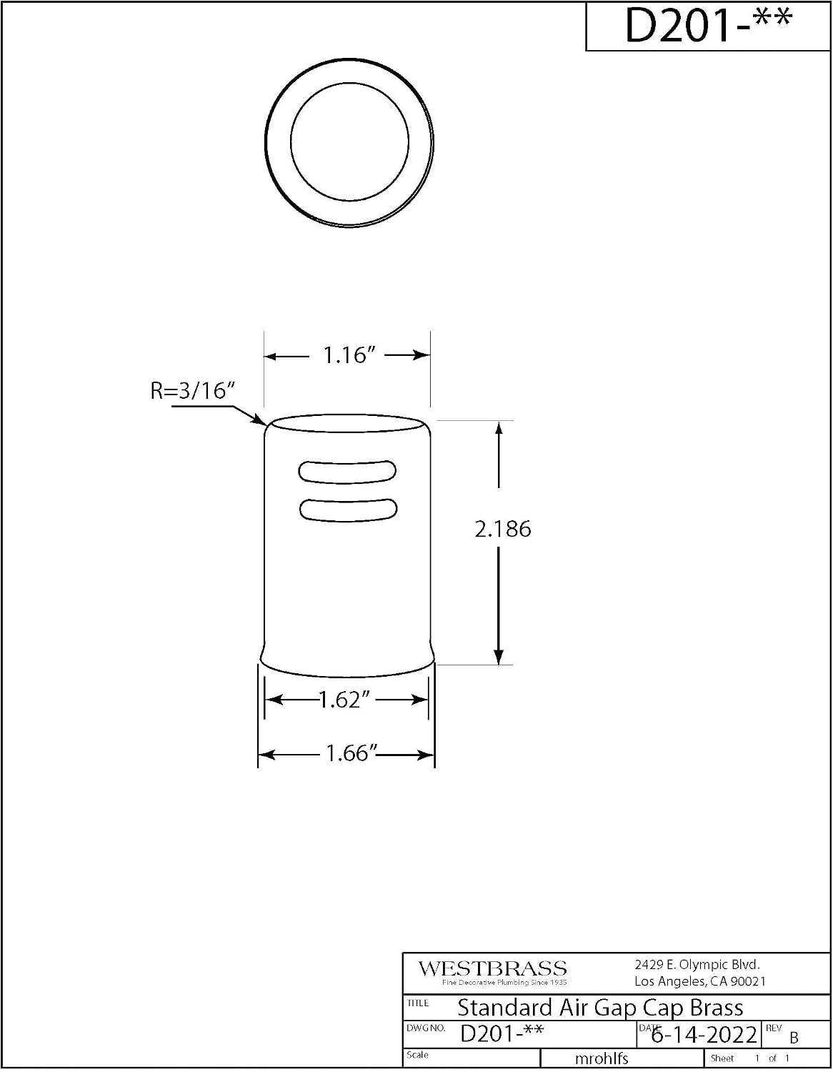 Tapa aire latón sólido 1-5/8x2-1/4 sin faldón pack 10