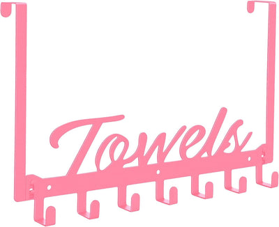 Ganchos puerta toallero 7uds para baño dormitorio cocina rosa