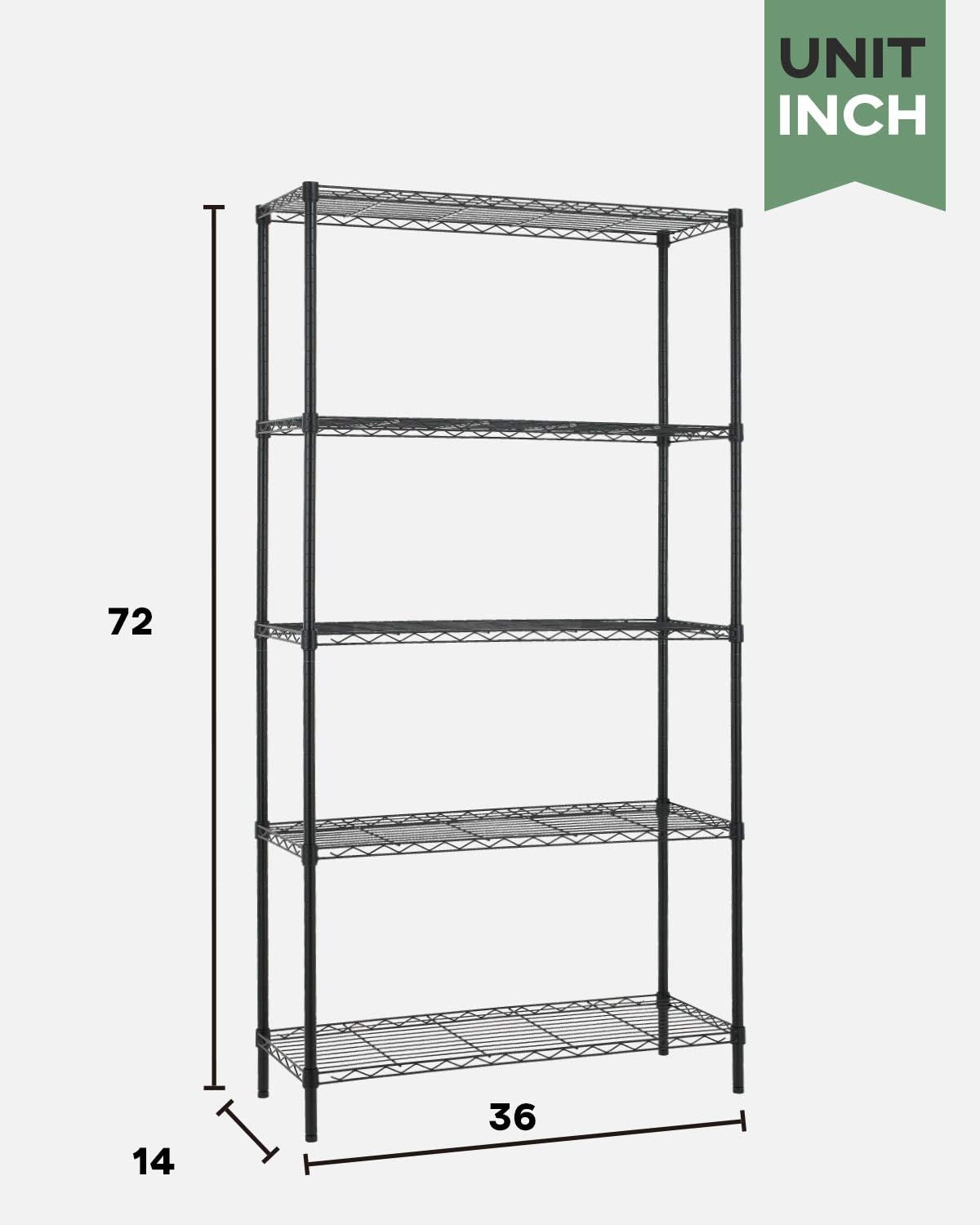 Estantería alambre ajustable 14x36x72" metal resistente