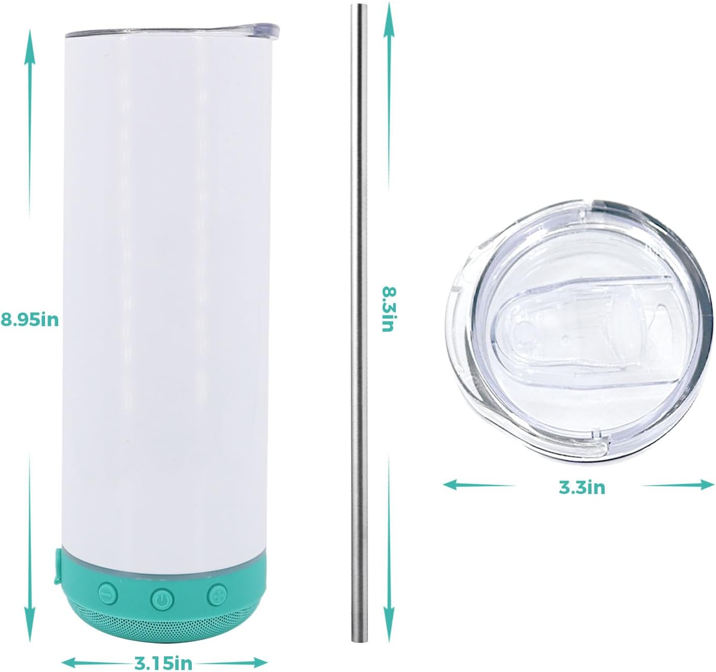 Vaso sublimación 20oz con altavoz inalámbrico 4 Pzas
