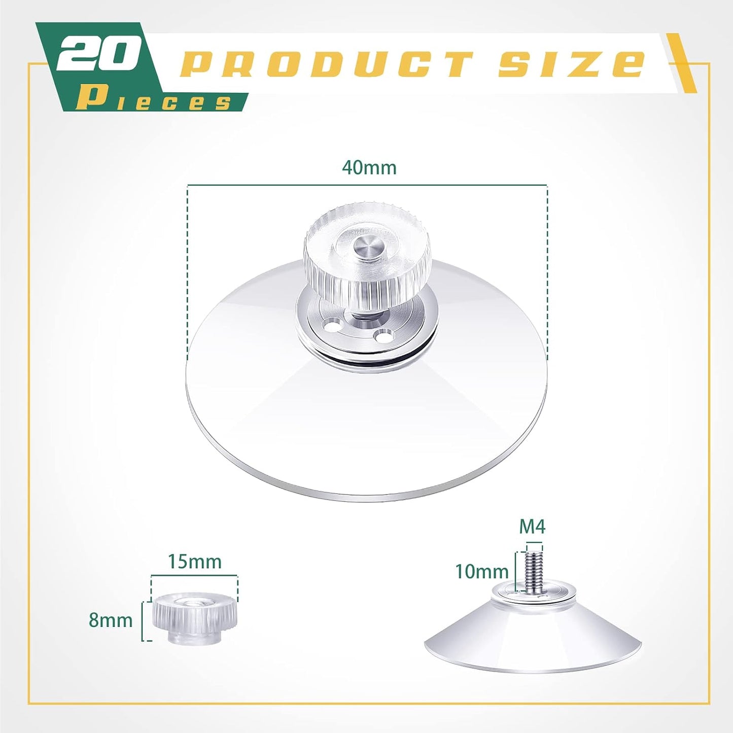 20 Pzas Ventosas Adhesivas PVC 40mm Soporte Gancho