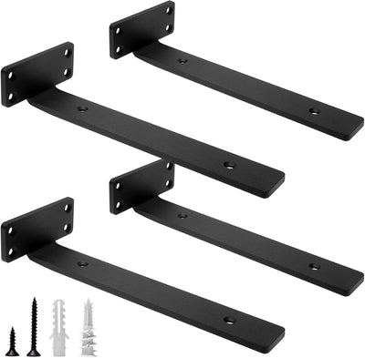 Soportes hierro L para estantes ocultos 10pulg metal negro