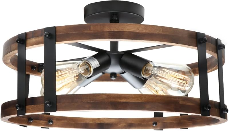 Lámpara techo rústica de madera pasillo entrada dormitorio